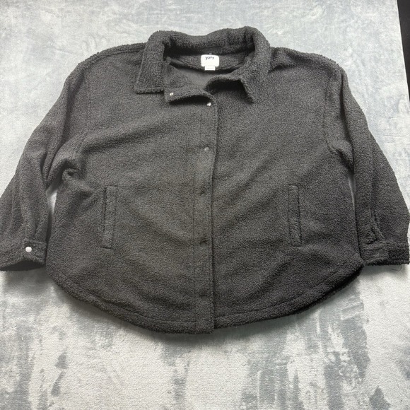 YITTY Jackets & Blazers - Yitty Teddy Shacket Womens Size 2XL Black Stretch Long Sleeve Snap Jacket